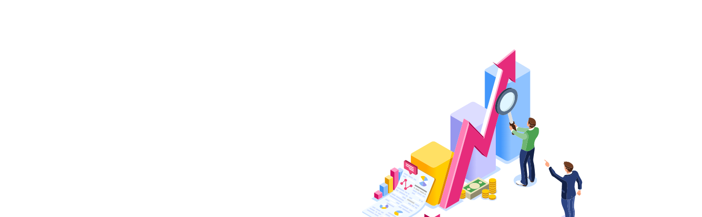 People studying an upward graph